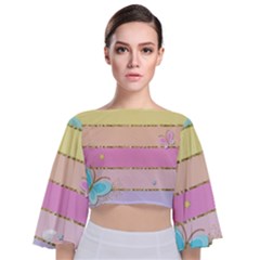 Tie Back Butterfly Sleeve Chiffon Top 