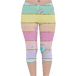 Pastel, Butterfly, Spring, Stripes, Velvet Capri Leggings 