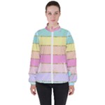 Pastel, Butterfly, Spring, Stripes, Women s High Neck Windbreaker