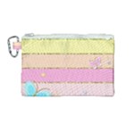 Pastel, Butterfly, Spring, Stripes, Canvas Cosmetic Bag (Medium)