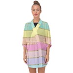 Pastel, Butterfly, Spring, Stripes, Half Sleeve Chiffon Kimono