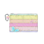 Pastel, Butterfly, Spring, Stripes, Canvas Cosmetic Bag (Small)