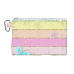 Pastel, Butterfly, Spring, Stripes, Canvas Cosmetic Bag (Large)