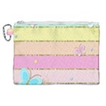 Pastel, Butterfly, Spring, Stripes, Canvas Cosmetic Bag (XL)