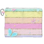 Pastel, Butterfly, Spring, Stripes, Canvas Cosmetic Bag (XXL)