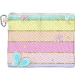 Pastel, Butterfly, Spring, Stripes, Canvas Cosmetic Bag (XXXL)