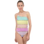 Pastel, Butterfly, Spring, Stripes, Classic One Shoulder Swimsuit