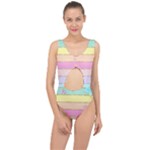 Pastel, Butterfly, Spring, Stripes, Center Cut Out Swimsuit