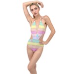 Pastel, Butterfly, Spring, Stripes, Plunging Cut Out Swimsuit