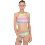 Pastel, Butterfly, Spring, Stripes, Halter Bikini Set