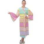 Pastel, Butterfly, Spring, Stripes, Maxi Velvet Kimono