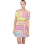 Pastel, Butterfly, Spring, Stripes, Off Shoulder Chiffon Dress