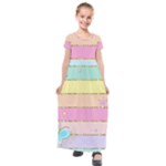 Pastel, Butterfly, Spring, Stripes, Kids  Short Sleeve Maxi Dress