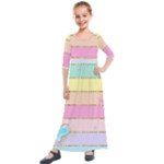 Pastel, Butterfly, Spring, Stripes, Kids  Quarter Sleeve Maxi Dress