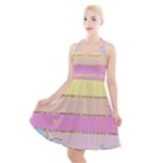 Pastel, Butterfly, Spring, Stripes, Halter Party Swing Dress 