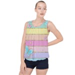 Pastel, Butterfly, Spring, Stripes, Bubble Hem Chiffon Tank Top