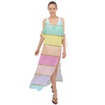 Pastel, Butterfly, Spring, Stripes, Maxi Chiffon Cover Up Dress