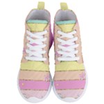 Pastel, Butterfly, Spring, Stripes, Women s Lightweight High Top Sneakers