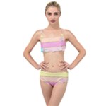 Pastel, Butterfly, Spring, Stripes, Layered Top Bikini Set