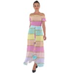 Pastel, Butterfly, Spring, Stripes, Off Shoulder Open Front Chiffon Dress