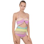 Pastel, Butterfly, Spring, Stripes, Scallop Top Cut Out Swimsuit