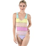 Pastel, Butterfly, Spring, Stripes, High Leg Strappy Swimsuit