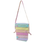 Pastel, Butterfly, Spring, Stripes, Folding Shoulder Bag