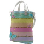 Pastel, Butterfly, Spring, Stripes, Canvas Messenger Bag