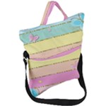 Pastel, Butterfly, Spring, Stripes, Fold Over Handle Tote Bag