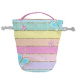 Pastel, Butterfly, Spring, Stripes, Drawstring Bucket Bag