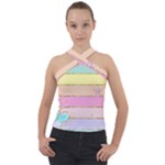 Pastel, Butterfly, Spring, Stripes, Cross Neck Velour Top