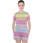 Pastel, Butterfly, Spring, Stripes, Women s T-Shirt and Shorts Set