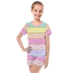 Pastel, Butterfly, Spring, Stripes, Kids  Mesh T-Shirt and Shorts Set