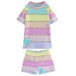 Pastel, Butterfly, Spring, Stripes, Kids  Swim T-Shirt and Shorts Set