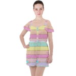 Pastel, Butterfly, Spring, Stripes, Ruffle Cut Out Chiffon Playsuit