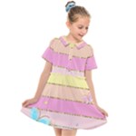 Pastel, Butterfly, Spring, Stripes, Kids  Short Sleeve Shirt Dress