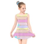 Pastel, Butterfly, Spring, Stripes, Kids  Skater Dress Swimsuit