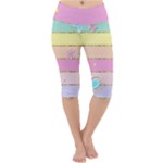 Pastel, Butterfly, Spring, Stripes, Lightweight Velour Cropped Yoga Leggings