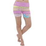 Pastel, Butterfly, Spring, Stripes, Lightweight Velour Yoga Shorts