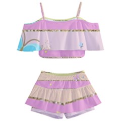 Kids  Off Shoulder Skirt Bikini 