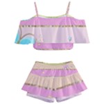 Pastel, Butterfly, Spring, Stripes, Kids  Off Shoulder Skirt Bikini