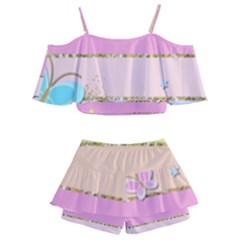 Kids  Off Shoulder Skirt Bikini 