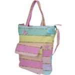 Pastel, Butterfly, Spring, Stripes, Shoulder Tote Bag