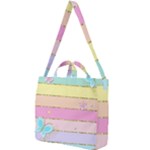 Pastel, Butterfly, Spring, Stripes, Square Shoulder Tote Bag