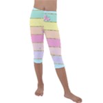 Pastel, Butterfly, Spring, Stripes, Kids  Lightweight Velour Capri Leggings 