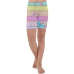 Pastel, Butterfly, Spring, Stripes, Kids  Lightweight Velour Capri Yoga Leggings