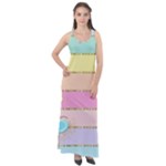 Pastel, Butterfly, Spring, Stripes, Sleeveless Velour Maxi Dress