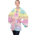 Pastel, Butterfly, Spring, Stripes, Long Sleeve Velvet Kimono 