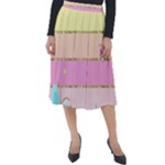 Pastel, Butterfly, Spring, Stripes, Classic Velour Midi Skirt 