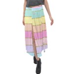 Pastel, Butterfly, Spring, Stripes, Velour Split Maxi Skirt